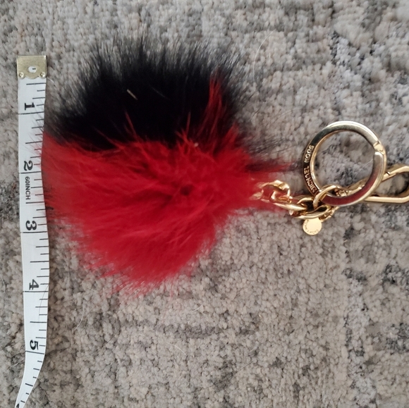 Michael Kors Red/Black Fuzzy Pompom Keychain/Bag Clip - Picture 4 of 11